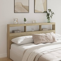 Headboard Cabinet with LED Sonoma Oak 180 cm