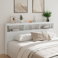 Headboard Cabinet with LED White 200 cm
