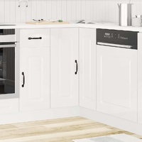 Kitchen Corner Base Cabinet "Kalmar" High Gloss White Engineered Wood