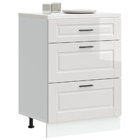 Kitchen Base Cabinet "Porto" High Gloss White Engineered Wood