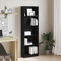 Bookshelf Black Oak 60 x 24 x 176 cm Engineered Wood