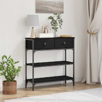 Console Table Black Oak 72.5 x 25 x 75 cm Engineered Wood