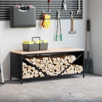 Firewood Rack with Wooden Top Black 100.5x35.5x40 cm
