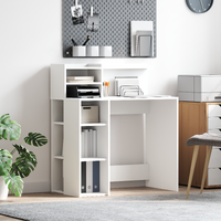 Desk with Shelf White 90 x 48 x 101,5 cm Engineered Wood