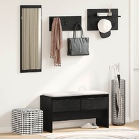 Hallway Furniture Set 4 pcs Black Oak Engineered Wood
