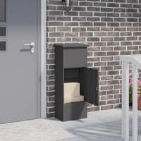 Parcel Drop Box with Storage Black 44,5 x 29 x 110,5 cm Steel