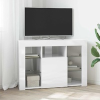 Corner LED TV Cabinet Wall-mounted High gloss White 100x40x68cm