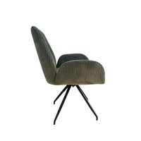 Dining Chair Linen Fabric Upholstered Seat Powder Coated Iron Legs
