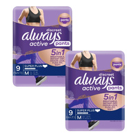 Always Discreet 5 in 1 Pants Medium 10-16 70-100cm 9 Pack x2