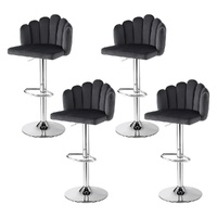 Artiss Bar Stool X4 Kitchen Dining Counter Gaslift Chair Adjustable Velvet Grey