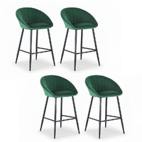 Artiss 4x Bar Stools Kitchen Dining Chair Counter Stool Tub Velvet Metal Green