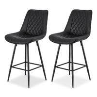 Artiss 2x Bar Stools Kitchen Dining Chair Counter Stool Diamond PU Leather Black