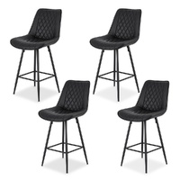 Artiss 4x Bar Stools Kitchen Dining Chair Counter Stool Diamond PU Leather Black