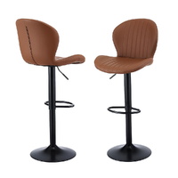 Artiss 2x Bar Stools Kitchen Swivel Gas Lift Counter Chair Shell Leather Brown