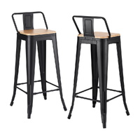 Artiss 2x Bar Stools Kitchen Counter High Chair Dining Stackable Metal Black