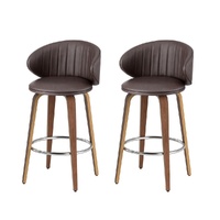 2x Artiss Bar Stools Dining Chairs Contoured Leather Wood Stool