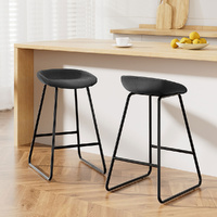 2x Bar Stools Kitchen Dining Chairs Counter Stool PU Leather Metal