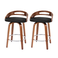Artiss 2x Bar Stools Swivel Dining Chairs Low Back Counter Seat PU Cushion