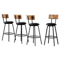Artiss 4X Industrial Bar Stools Upholstered Counter Chairs Steel Frame Anti-Scratch