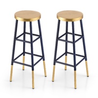 Artiss 2x Bar Stools Metal Gold Navy
