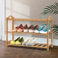 Shoe Rack Bamboo Shoe Storage 3-tier 9 Pairs