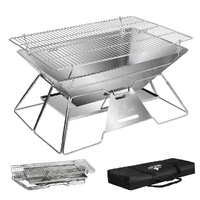 Levede Portable Folding BBQ Charcoal Grill Silver