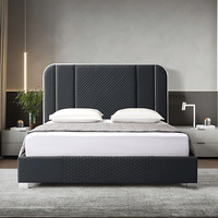 Halcyon Bed Frame Queen Black Pu Leather