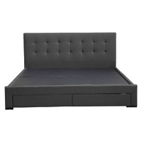  King Bed Frame Fabric 4 Storage Dark Grey