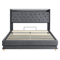 Levede Double Bed Frame Gas Lift LED Light