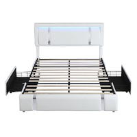 Levede Queen Bed Frame With Adjustable Headboard White