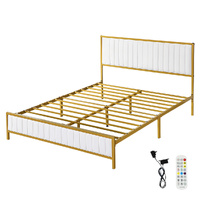Levede Metal Bed Frame Under Bed Storage Double Beige