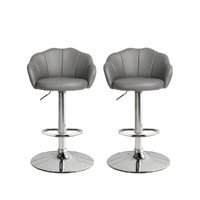  2x Bar Stools Kitchen Gas Lift Grey