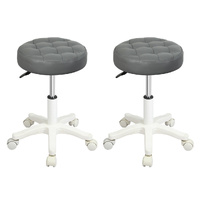 Levede 2x Rolling Bar Stool Swivel Salon SPA Chair Grey