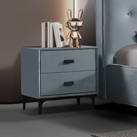 Estella Bedside Table MDF Construction Fabric Upholstery Iron Feet