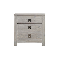 Euxton Bedside Table 2 drawers Night Stand Solid Acacia Storage in White Ash Colour