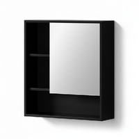 Cefito Bathroom Mirror Cabinet Mirrored Medicine Adjustable Shelf Wall Mounted 560mm Black