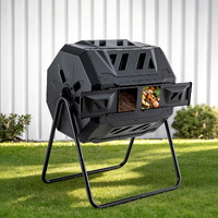 Gardeon Compost Bin Dual-Chamber 160L Composter Tumbler Rotating Garden Recycle Food Waste