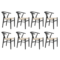Levede 8x Dining Chairs Wooden Hans Black