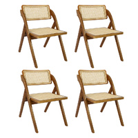Levede 4X Foldable Rattan Dining Chairs