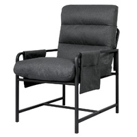 Levede Metal Framed Lounge Chair Linen in Dark Grey