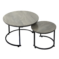 Levede Round Nesting Table Coffee Table Wood Side Table