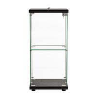 Stacked Display Cabinet Collection Storage Tempered Glass 2 Tier With Lock Black