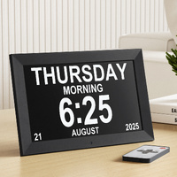 Artiss 10" Digital Day Clock Alarm Calendar Dementia Date Week Desk Clocks Black