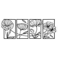 Yezi Metal Wall Art 4Pcs Floral Minimalist Line Decor