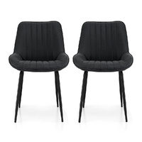 Artiss 2x Dining Chairs Retro PU Leather Kitchen Lounge Cafe Accent Chair Black