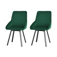 Dining Chairs Set of 2 Velvet Swivel Base Green