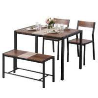 Artiss Dining Table and Chairs Set of 4 Bench Kitchen Furniture Rustic Brown