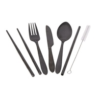  ? Stainless Steel Traveller?s Cutlery Set in Zippered Pouch Black