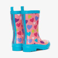 Shiny Kids Rain Boots | Colourful Hearts size 6