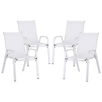 Gardeon 4PC Outdoor Dining Chairs Stackable Lounge Chair Patio Furniture White